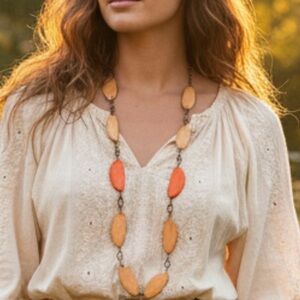 Boho Orange, Tan and Cream Premier Designs Slice of Life Necklace